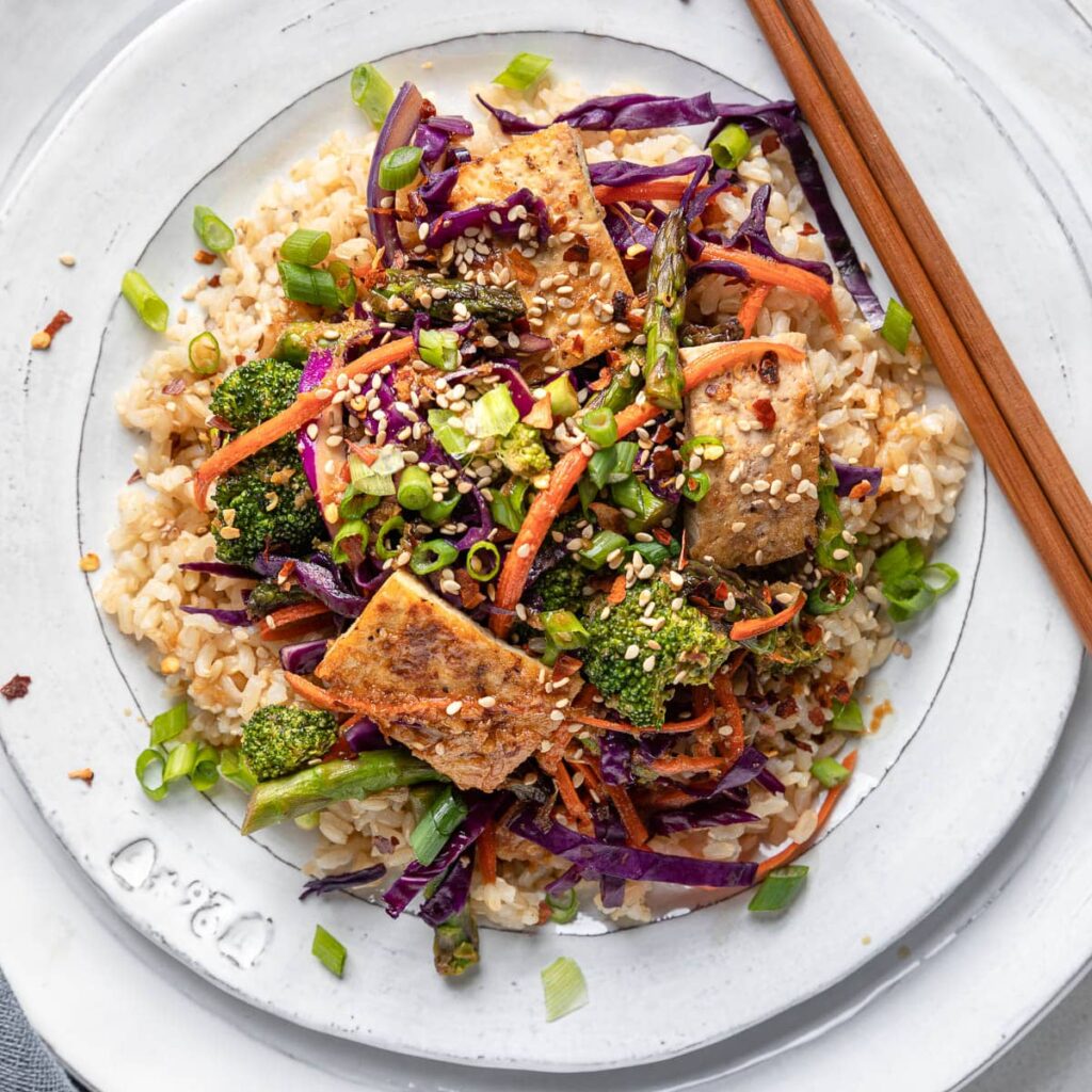 Honey and Ginger Tofu Stir Fry with Brown Rice